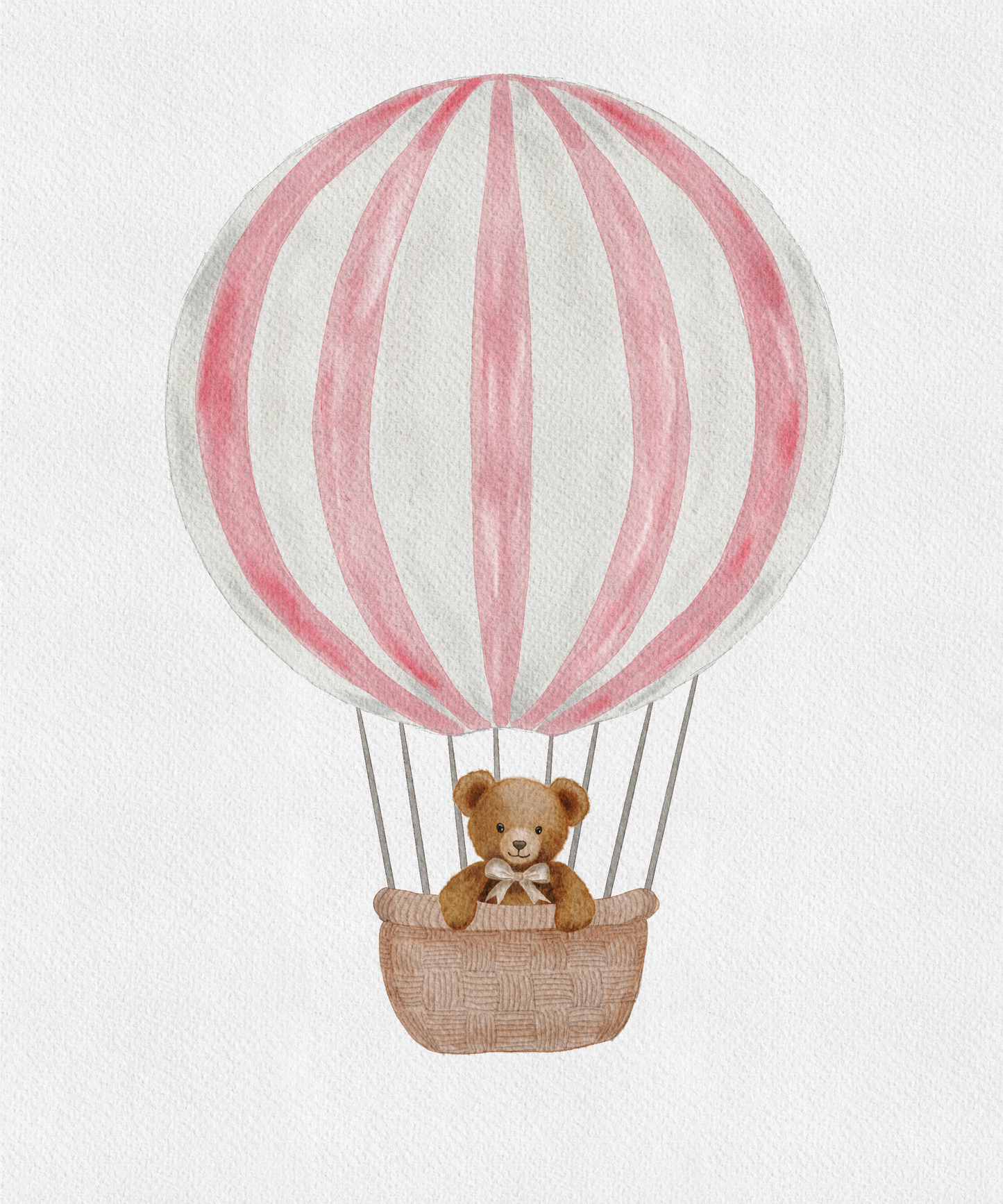 Hot Air Balloon Bear Print - Pink