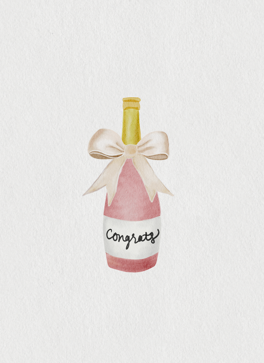 Pink champagne bottle card