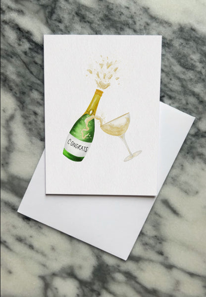 Champagne and glass card
