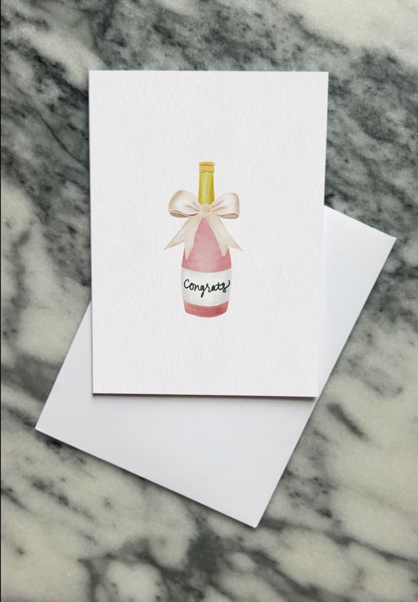 Pink champagne bottle card