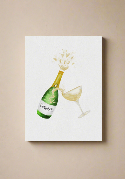 Champagne and glass card